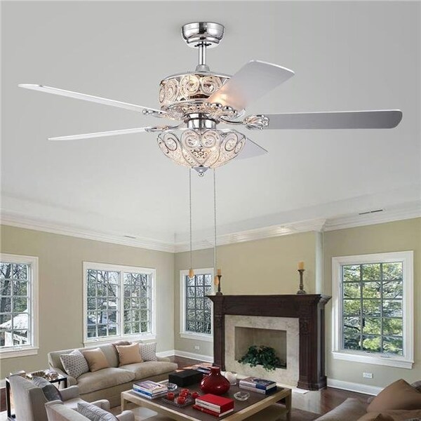 Warehouse Of Tiffany CFL-8370CH 52 in. Catalina 6-Light Indoor Hand Pull Chain Ceiling Fan; Chrome CFL-8370CH - main